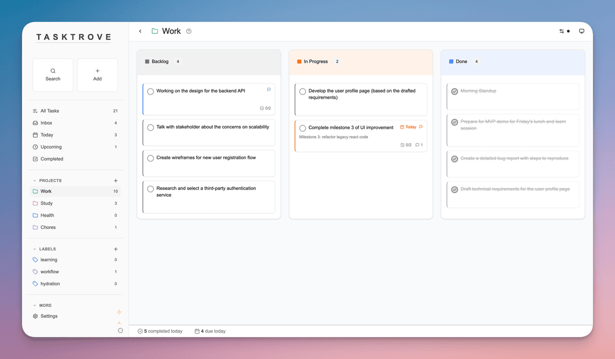 TaskTrove - Open and Privacy Focused Task Management App