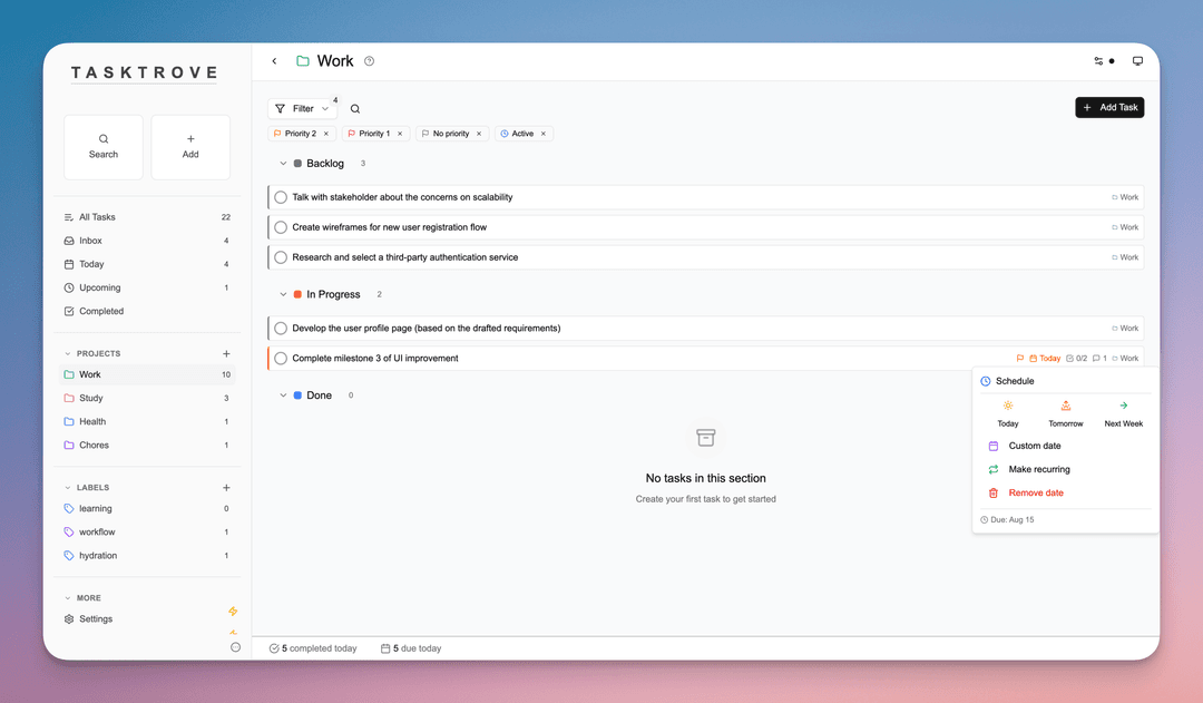 Task Tree App TaskTrove - Open and Privacy Focused Task Management App